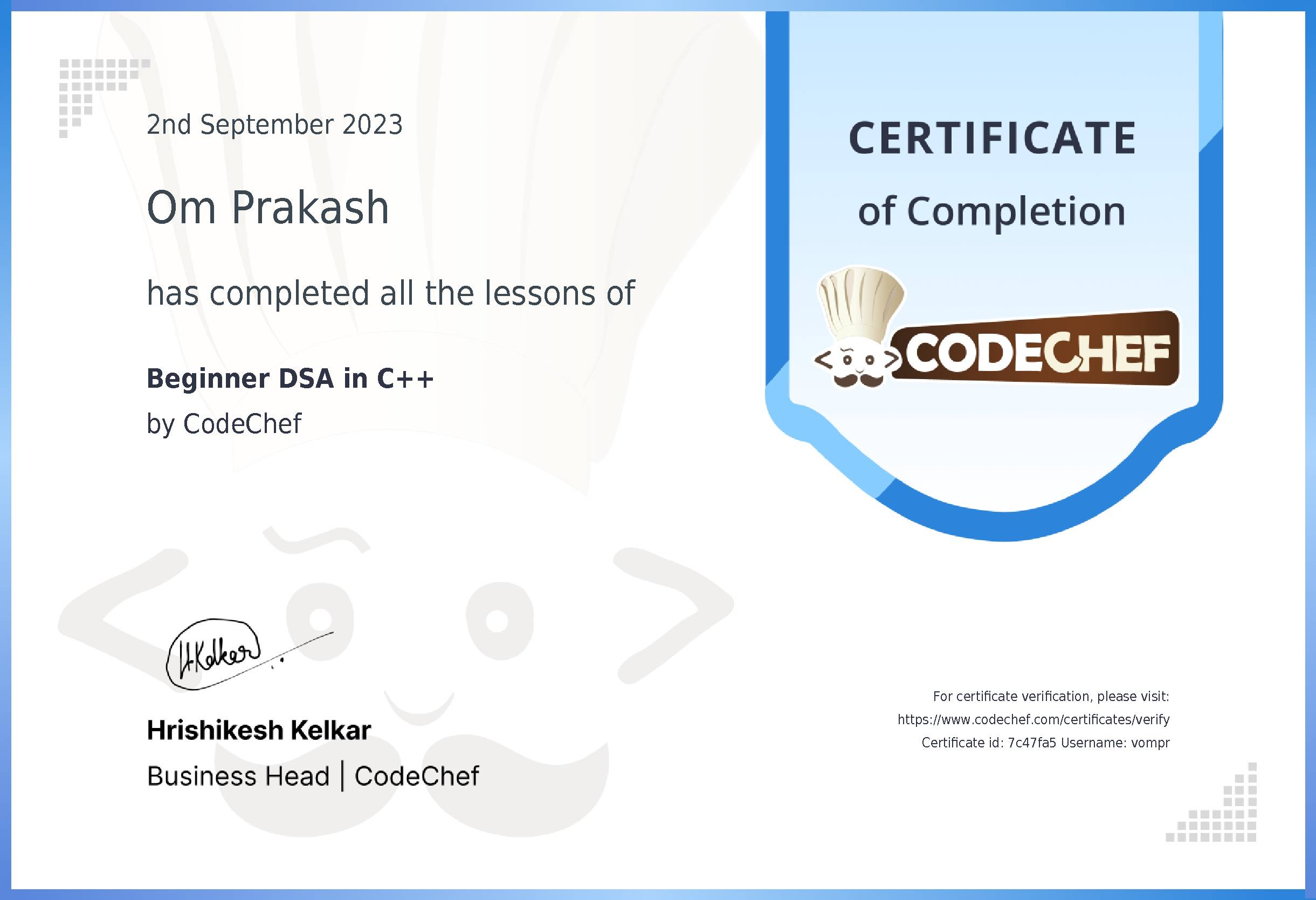 C++ for Problem Solving Certificate