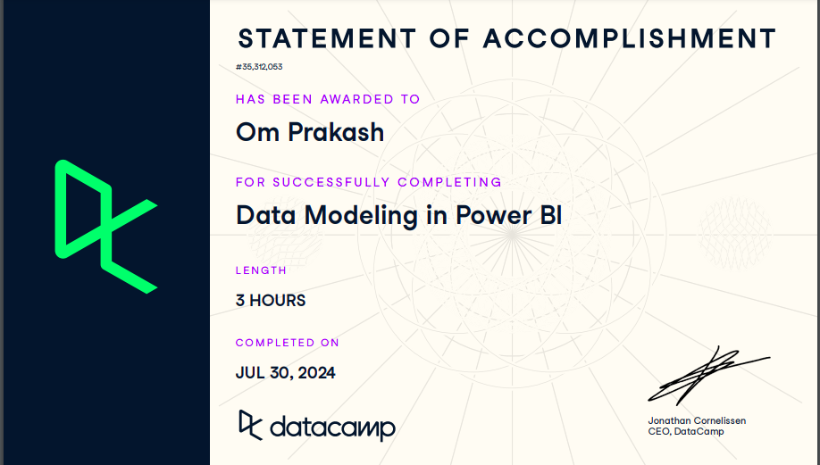 Data Modelling in Power BI Certificate