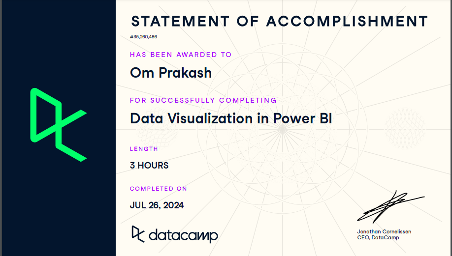 Data Visualization in Power BI Certificate